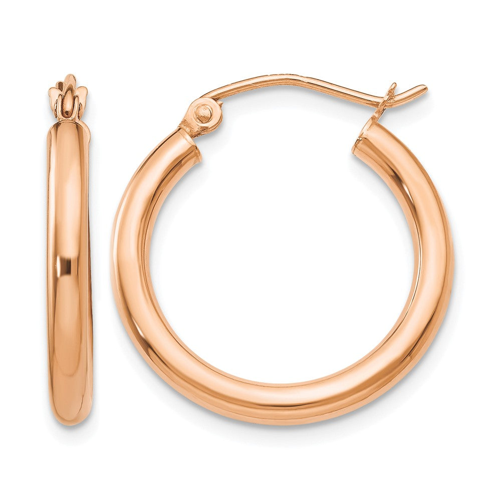 14k Rose Gold Polished 2.5mm Lightweight Tube Hoop Earrings