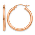 14k Rose Gold Polished 2.5mm Lightweight Tube Hoop Earrings