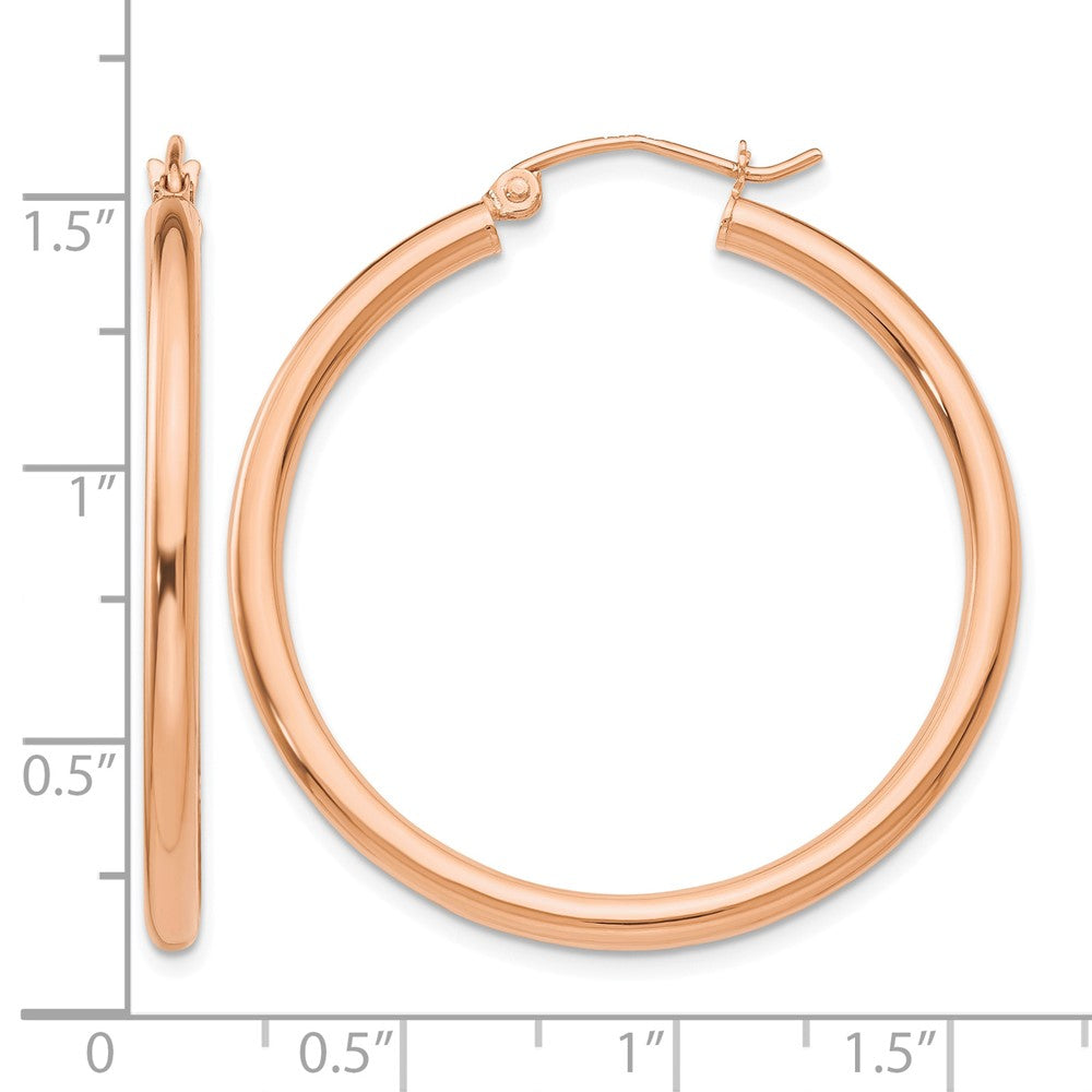 14k Rose Gold Polished 2.5mm Lightweight Tube Hoop Earrings