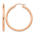 14k Rose Gold Polished 2.5mm Lightweight Tube Hoop Earrings