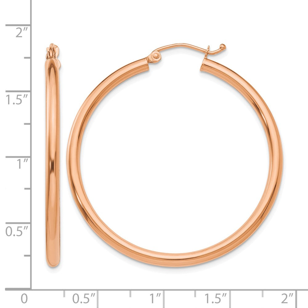 14k Rose Gold Polished 2.5mm Lightweight Tube Hoop Earrings