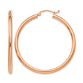 14k Rose Gold Polished 2.5mm Lightweight Tube Hoop Earrings