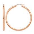 14k Rose Gold Polished 2.5mm Lightweight Tube Hoop Earrings