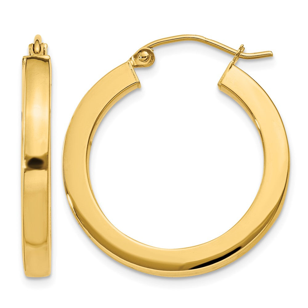 14k 3mm Polished Square Hoop Earrings