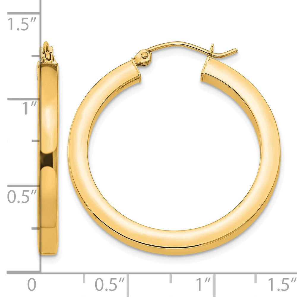 14k 3mm Polished Square Hoop Earrings