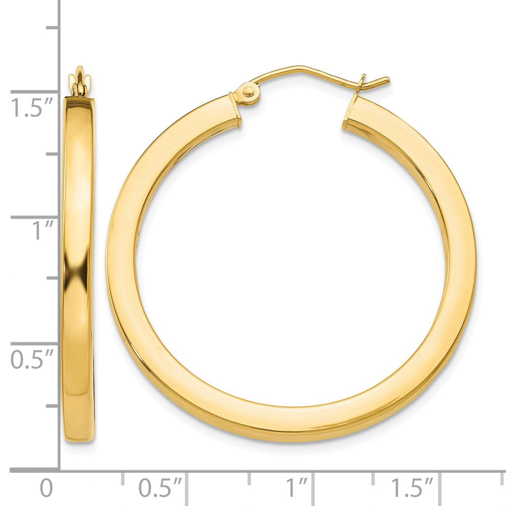 14k 3mm Polished Square Hoop Earrings