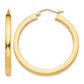14k 3mm Polished Square Hoop Earrings