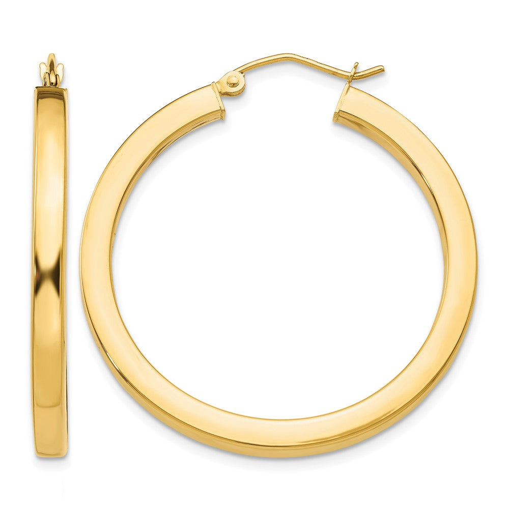 14k 3mm Polished Square Hoop Earrings