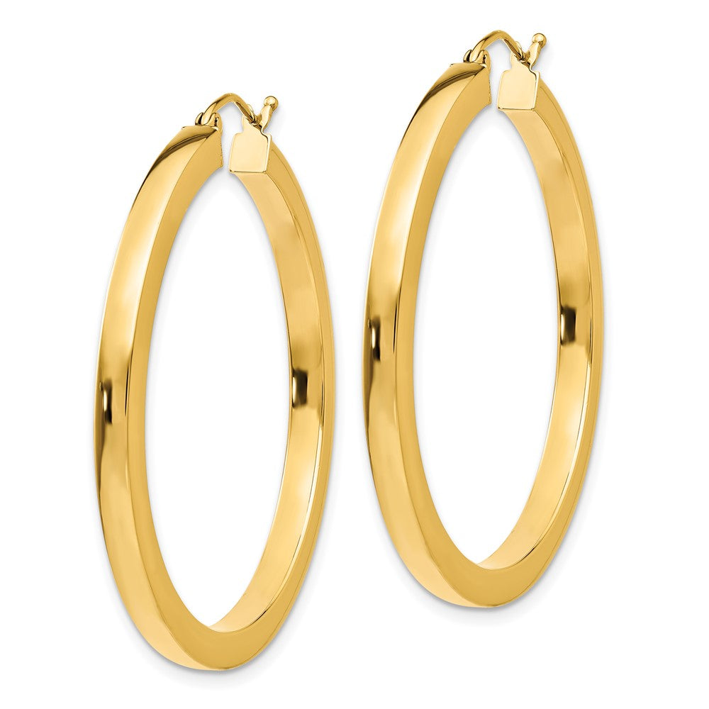 14k 3mm Polished Square Hoop Earrings