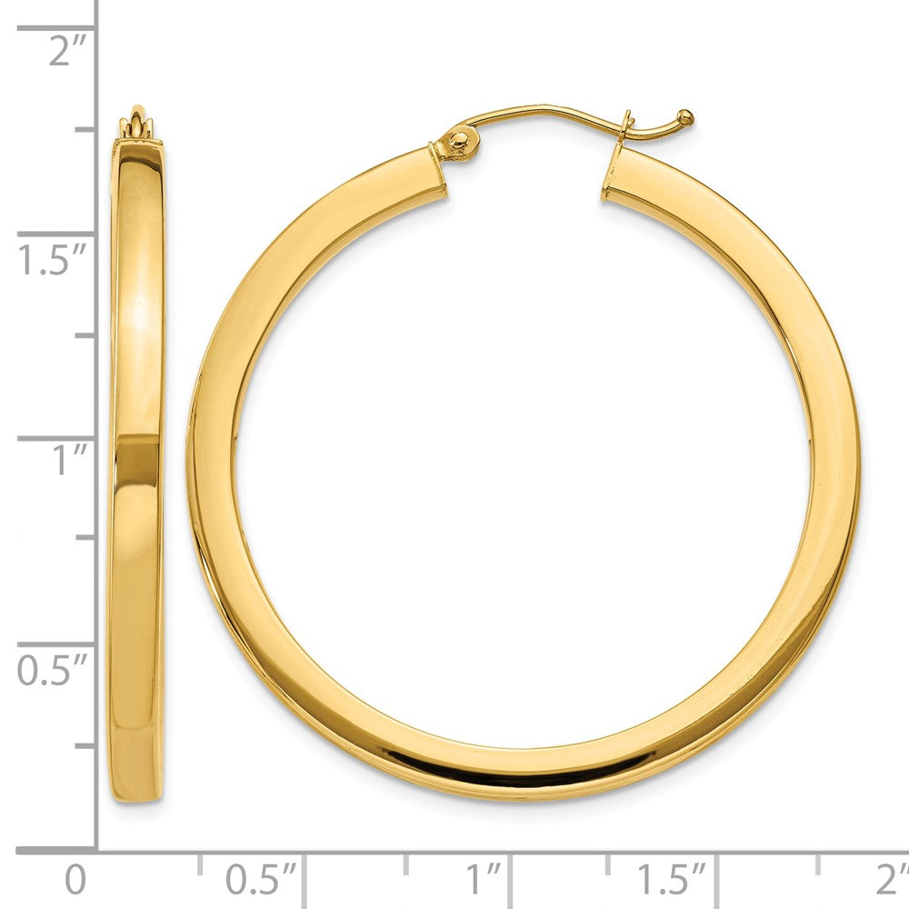 14k 3mm Polished Square Hoop Earrings