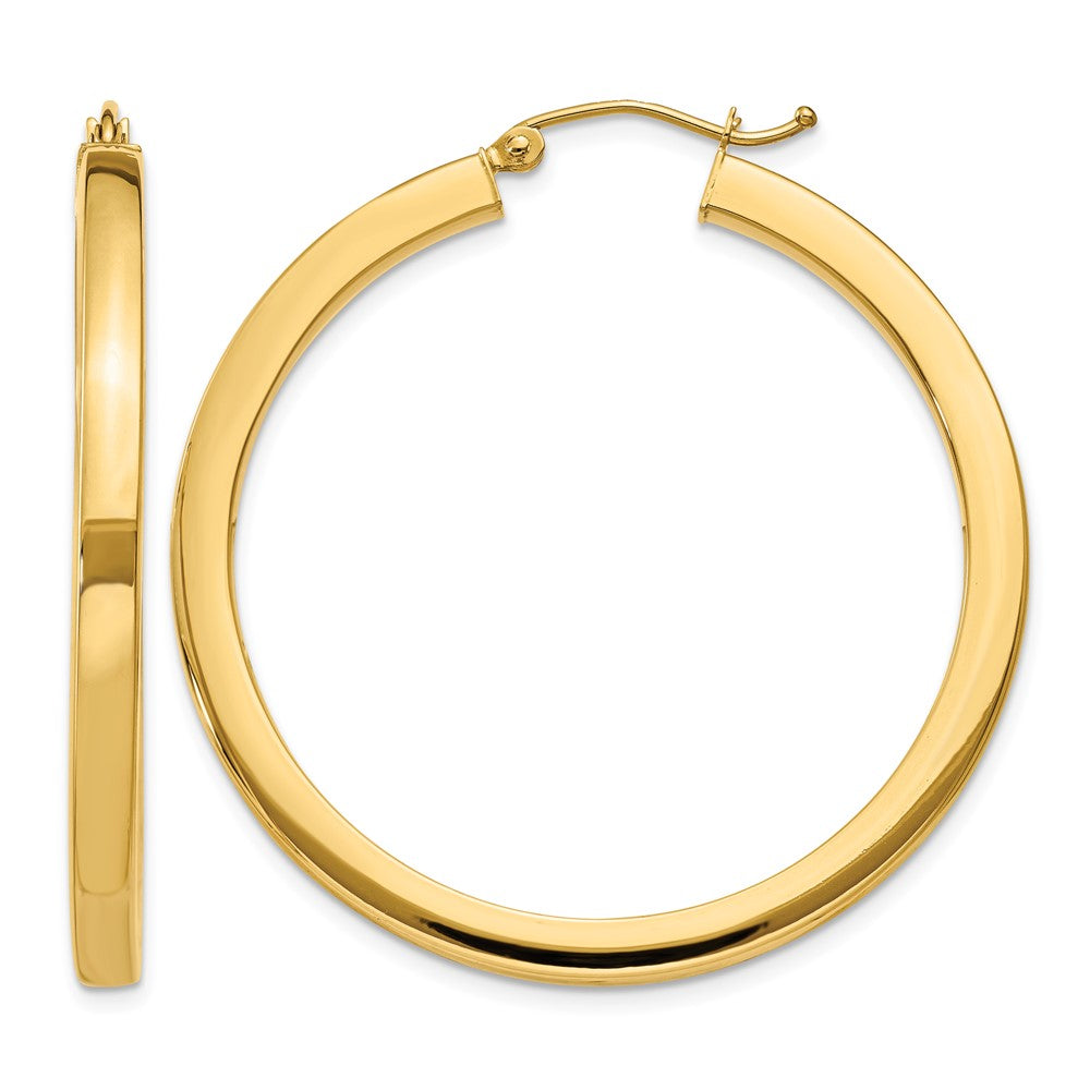 14k 3mm Polished Square Hoop Earrings
