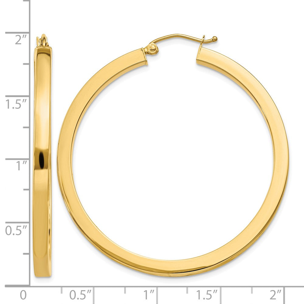 14k 3mm Polished Square Hoop Earrings