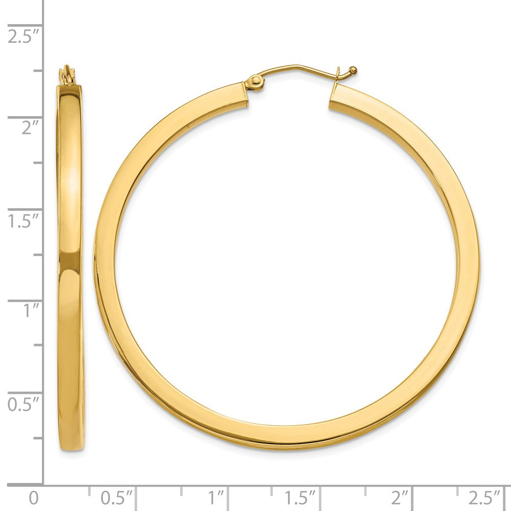 14k 3mm Polished Square Hoop Earrings