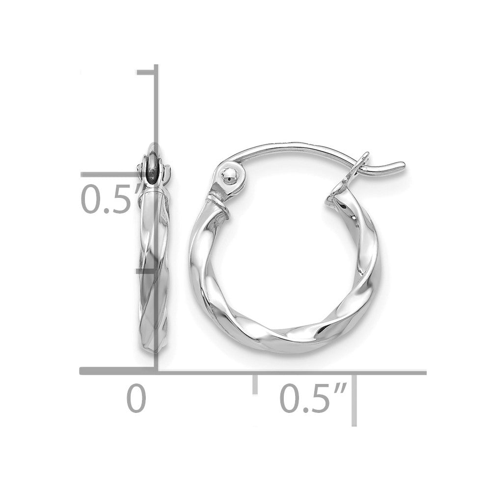 14k WG Twist Polished Hoop Earring