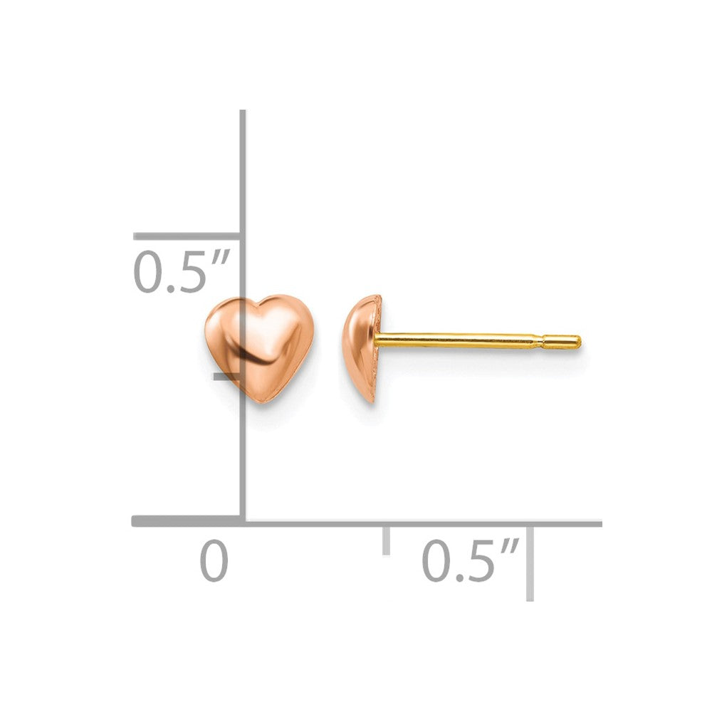 14K Rose Polished Heart Post Stud Earrings