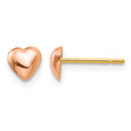 14K Rose Polished Heart Post Stud Earrings