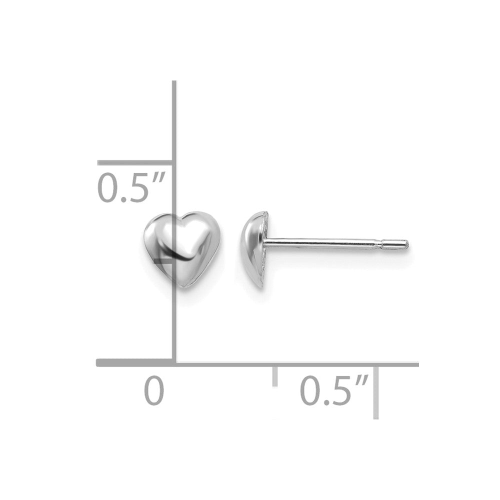 14K White Gold Polished Heart Post Earrings