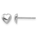 14K White Gold Polished Heart Post Earrings