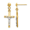 14k Two-tone Hollow Crucifix Earrings