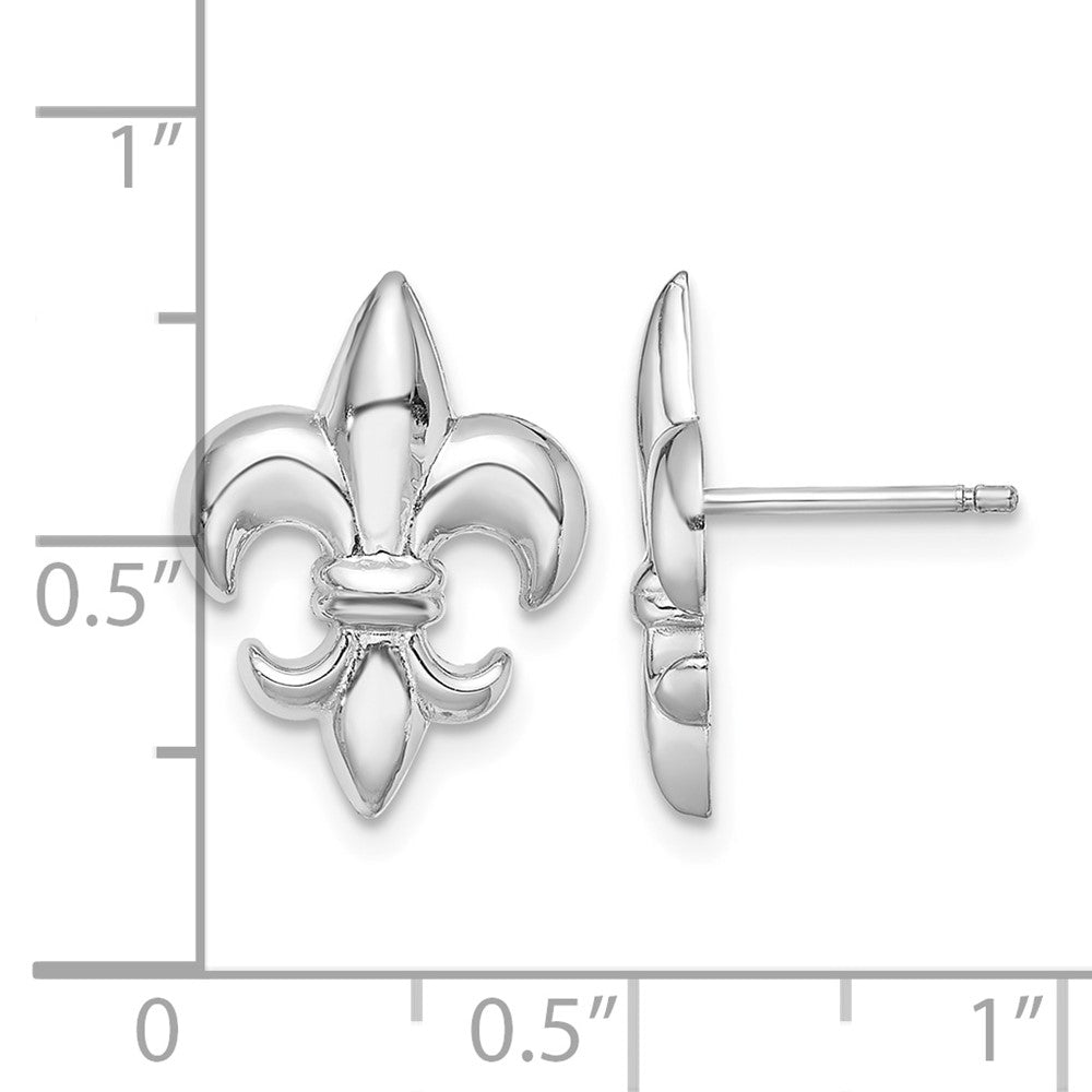 14K White Gold Small Fleur-De-Lis Post Earrings