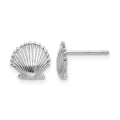 14K White Gold Scallop Shell Post Earrings