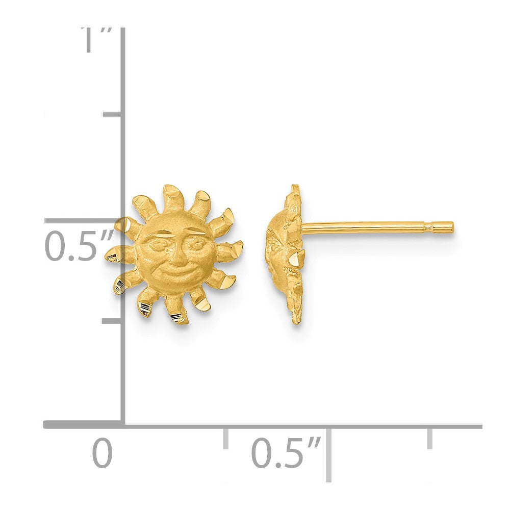14k Satin Diamond-cut Sun Post Earrings