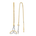 14k w/Rhodium D/C Box Chain Celtic Knot Threader Earrings