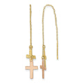 14k Yellow & Rose D/C Polished Crosses Threader Earrings