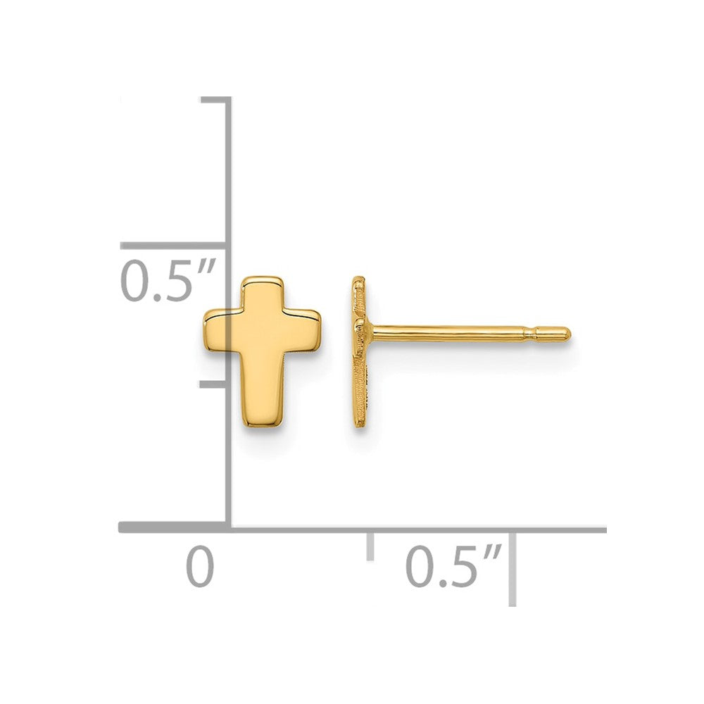 14k Gold Polished Cross Post Earrings