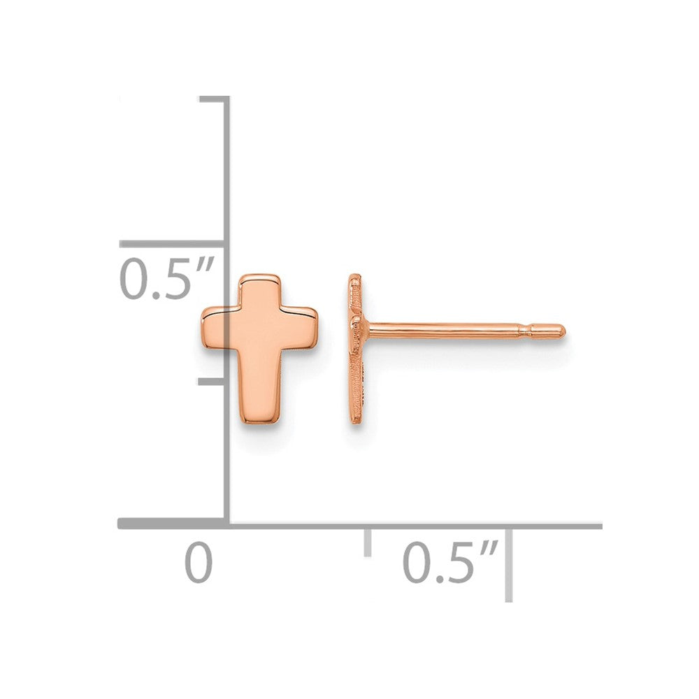 14k Rose Gold Polished Small Cross Post Earrings
