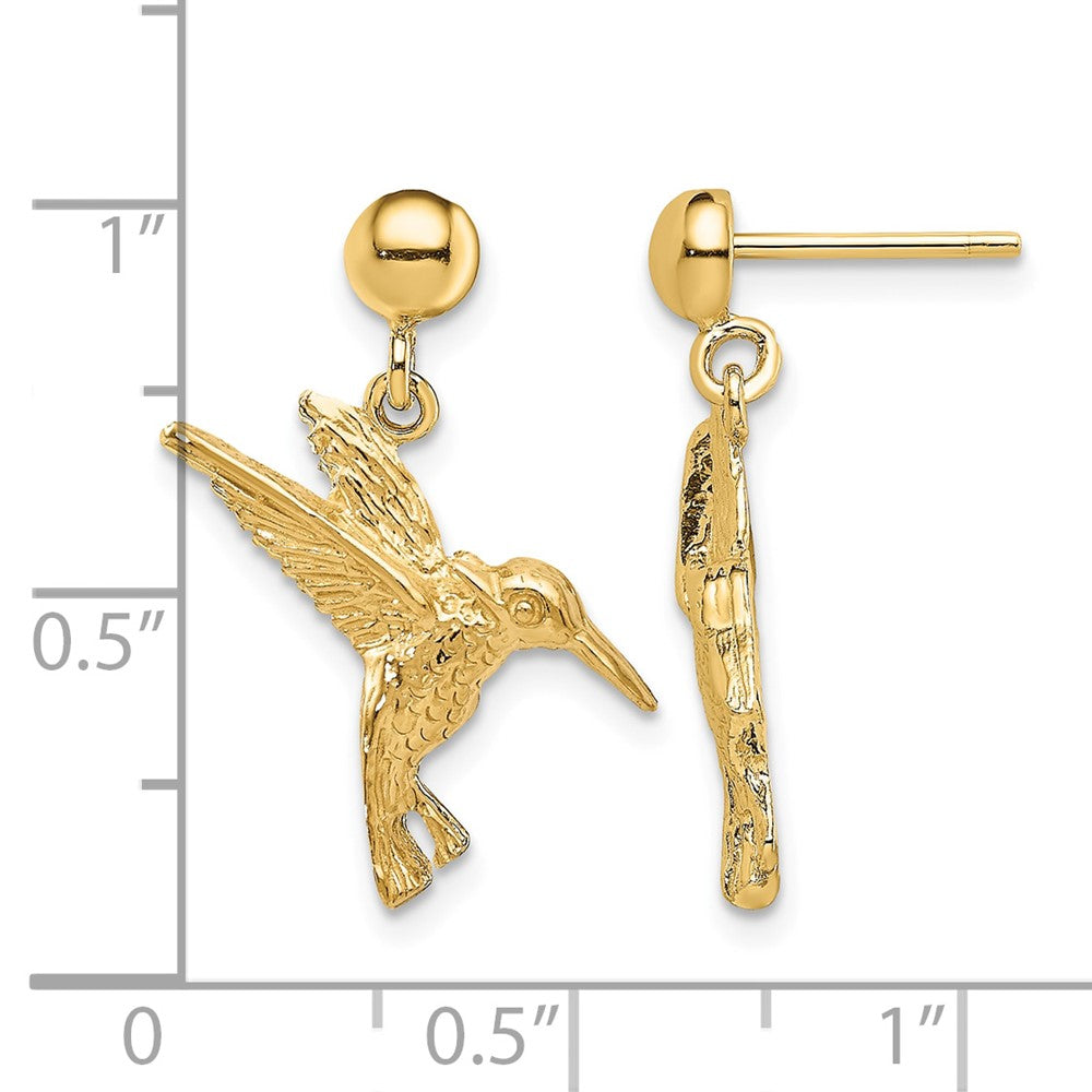 14K Hummingbird Post Dangle Earrings