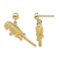 14K 3-D Parrot Dangle Earrings