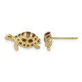 14k Brown Enamel Turtle Post Earrings