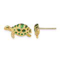 14k Green Enamel Turtle Post Earrings