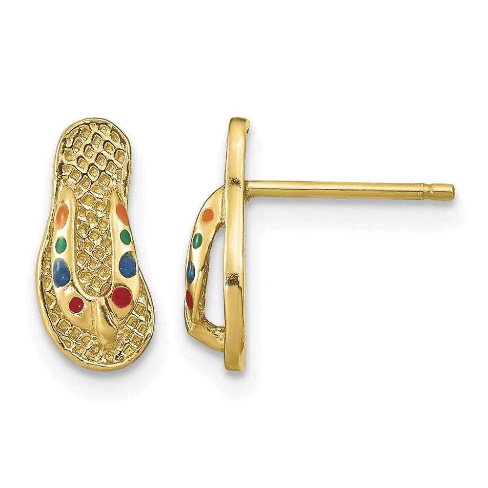 14k 3D W/ Multi-Color Enamel Flip-Flop Earrings