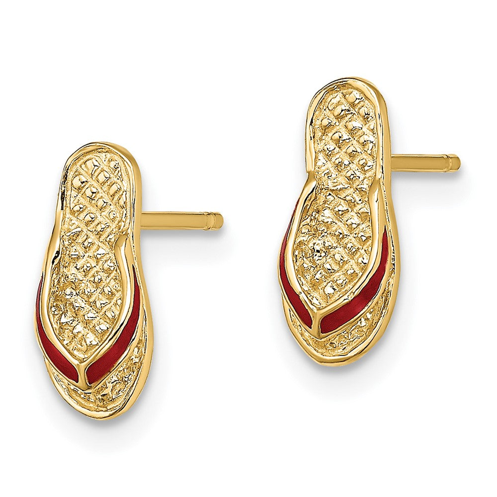 14k 3D Red Enamel Flip-Flop Post Earrings