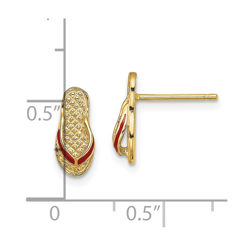 14k 3D Red Enamel Flip-Flop Post Earrings