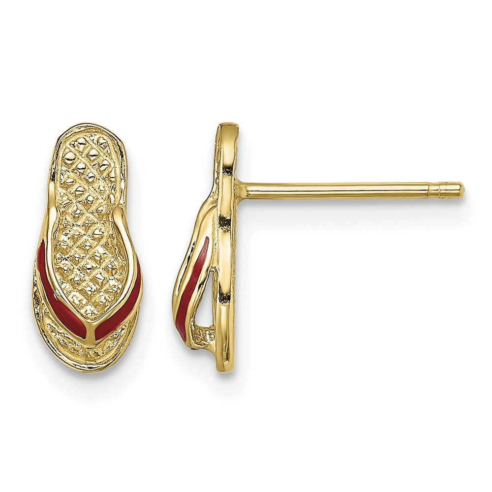 14k 3D Red Enamel Flip-Flop Post Earrings