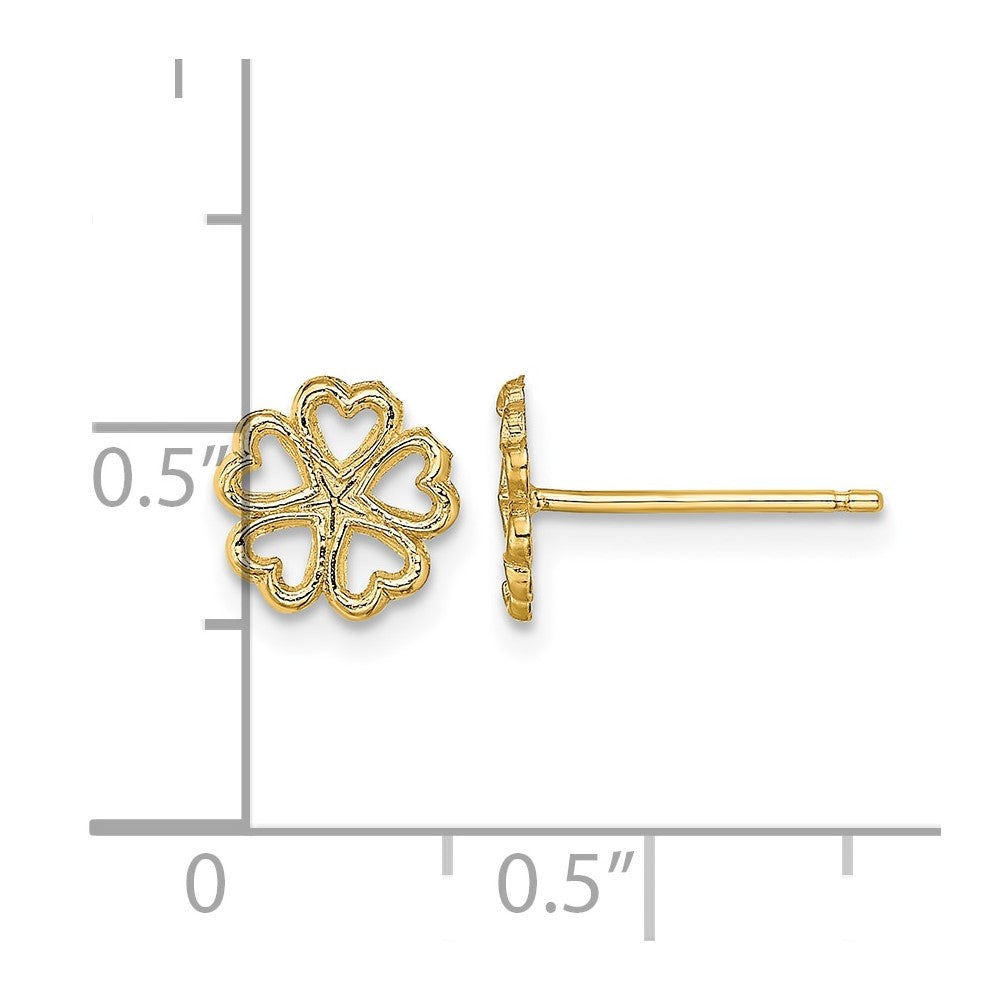 14K Five Hearts Circle Post Earrings