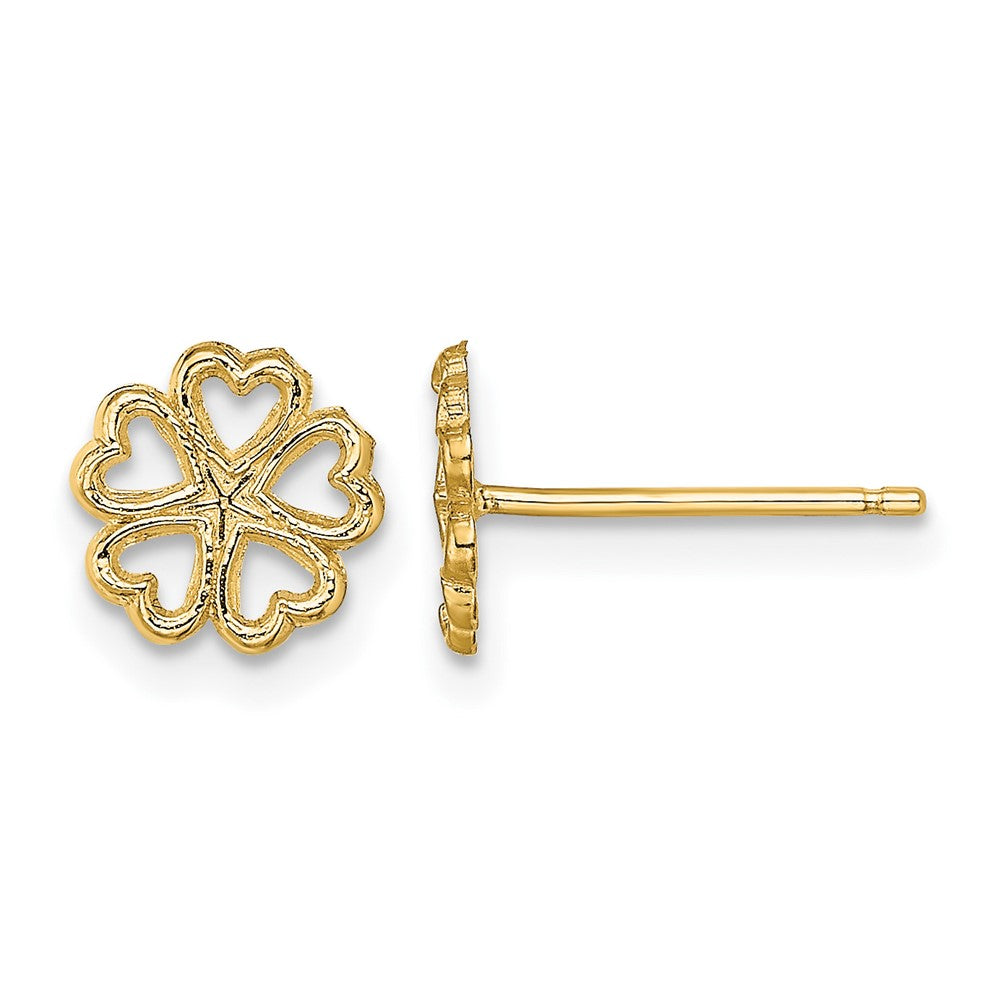 14K Five Hearts Circle Post Earrings