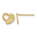 14K Open Heart w/ Flower Post Earrings
