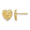 14K Criss-Cross w/ D/C Heart Post Earrings