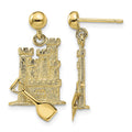 14K 3-D w/ Shovel Sand Castle Dangle Earrings