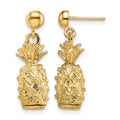 14K 3-D Pineapple Dangle Post Earrings