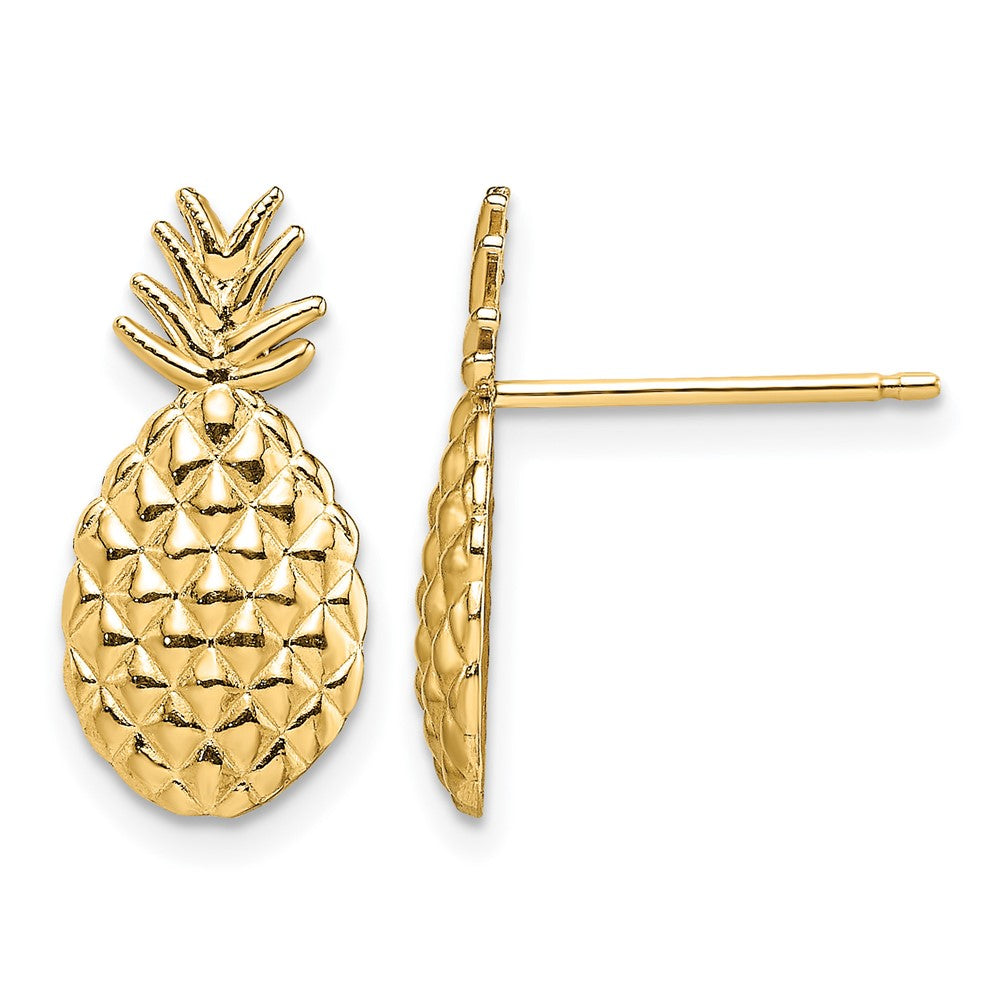 14K Textured Pineapple Post Earrings