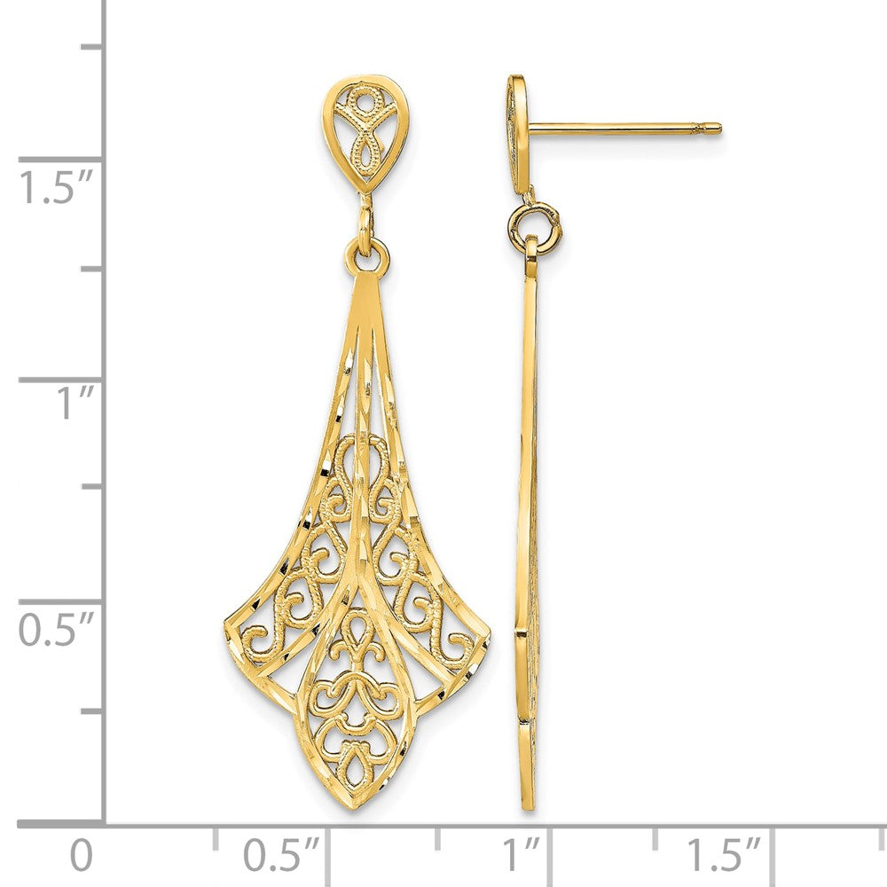 14K D/C Filigree Dangle Post Earrings