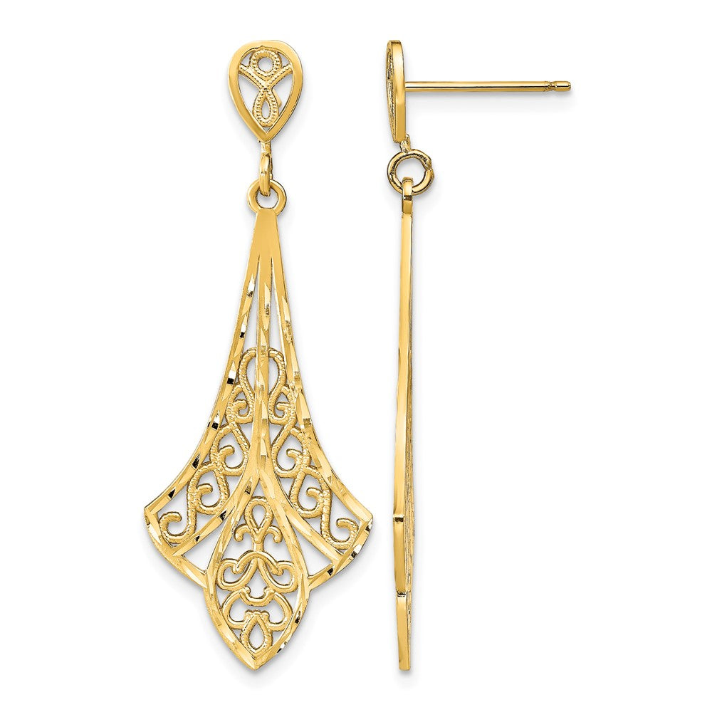 14K D/C Filigree Dangle Post Earrings