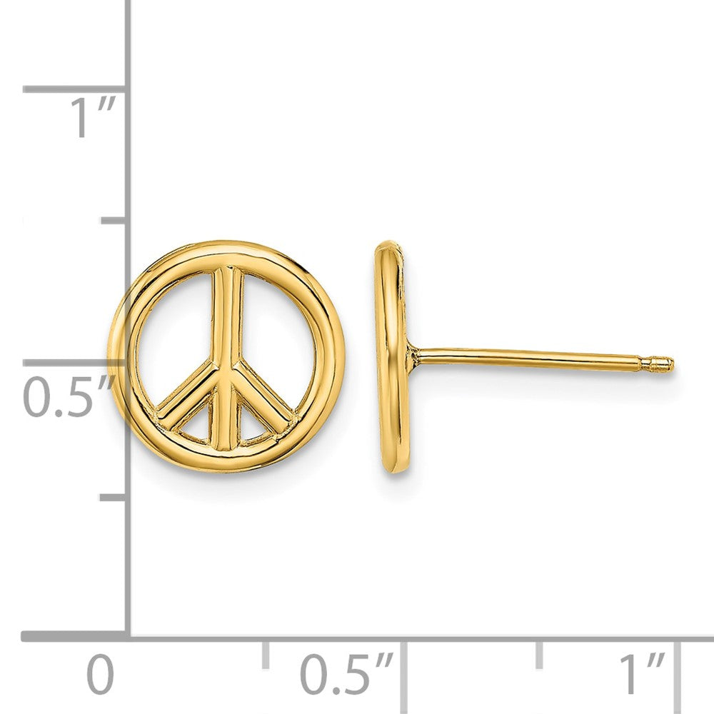 14K Polished Peace Symbol Post Earrings