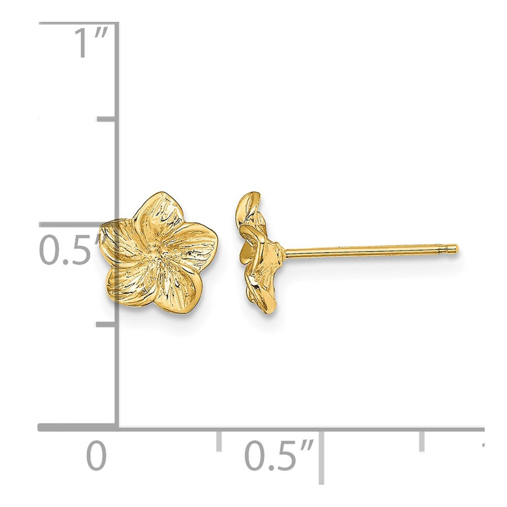 14K Plumeria Flower Post Earrings