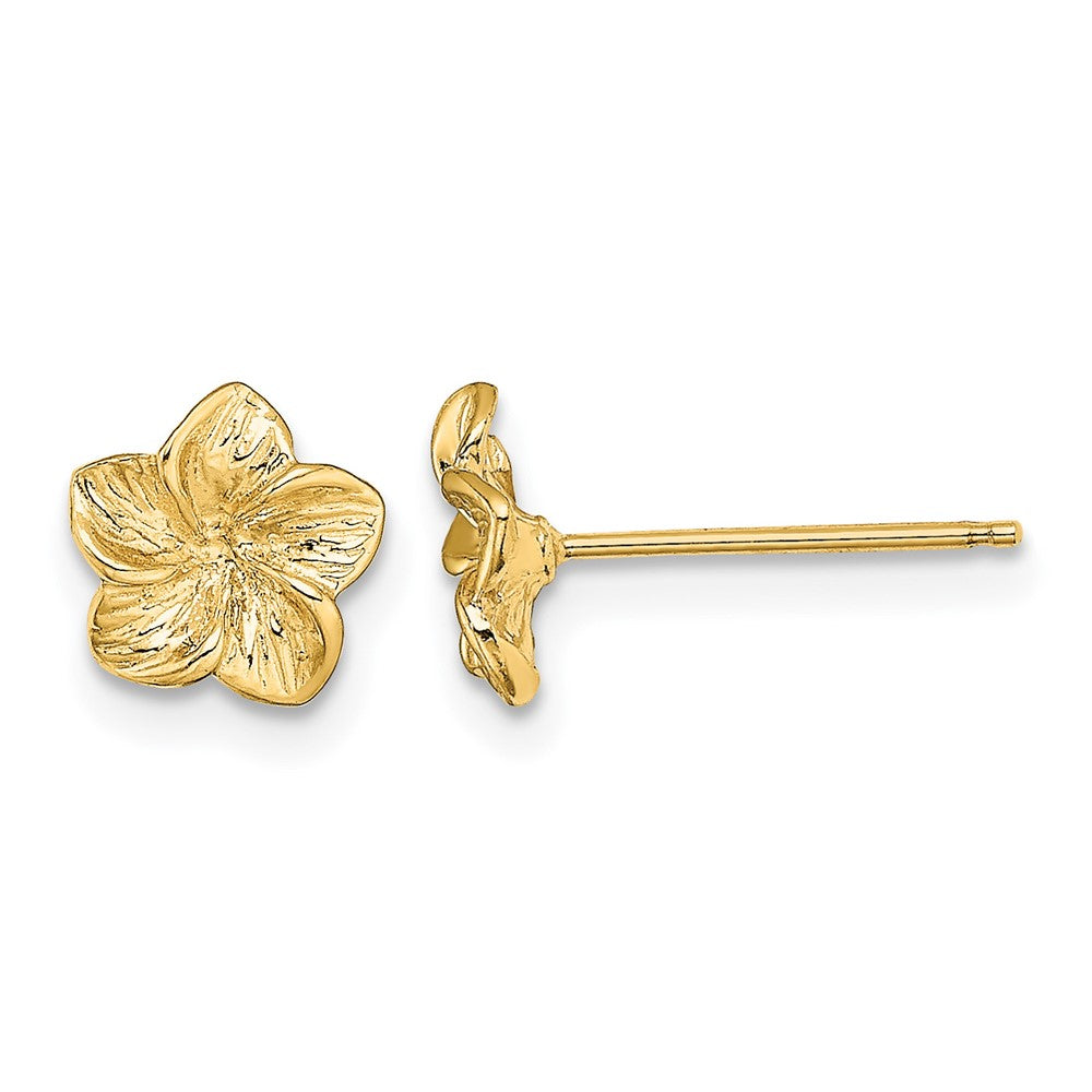 14K Plumeria Flower Post Earrings